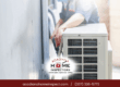 Home inspector checking outdoor HVAC unit during a residential inspection